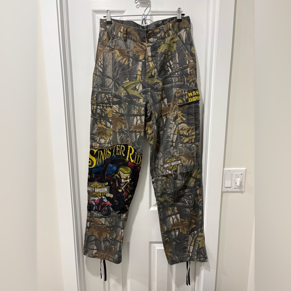 Custom Harley-Davidson Men’s Camo Graphic Work Pants - Green/Brown one of one